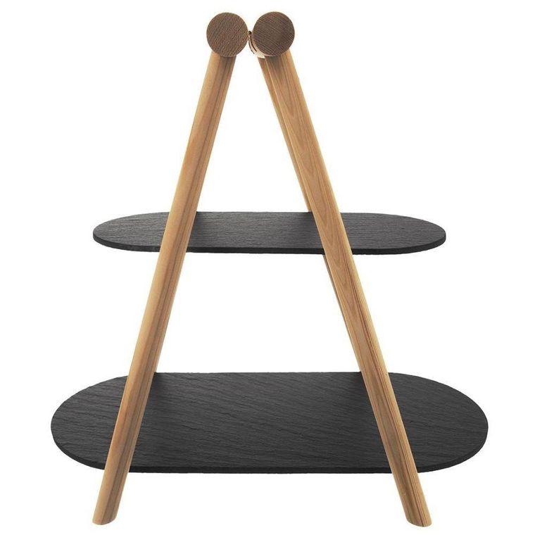 Orion, patera 2-poziomowa drewniana kamienna, 41-24-38.5 cm