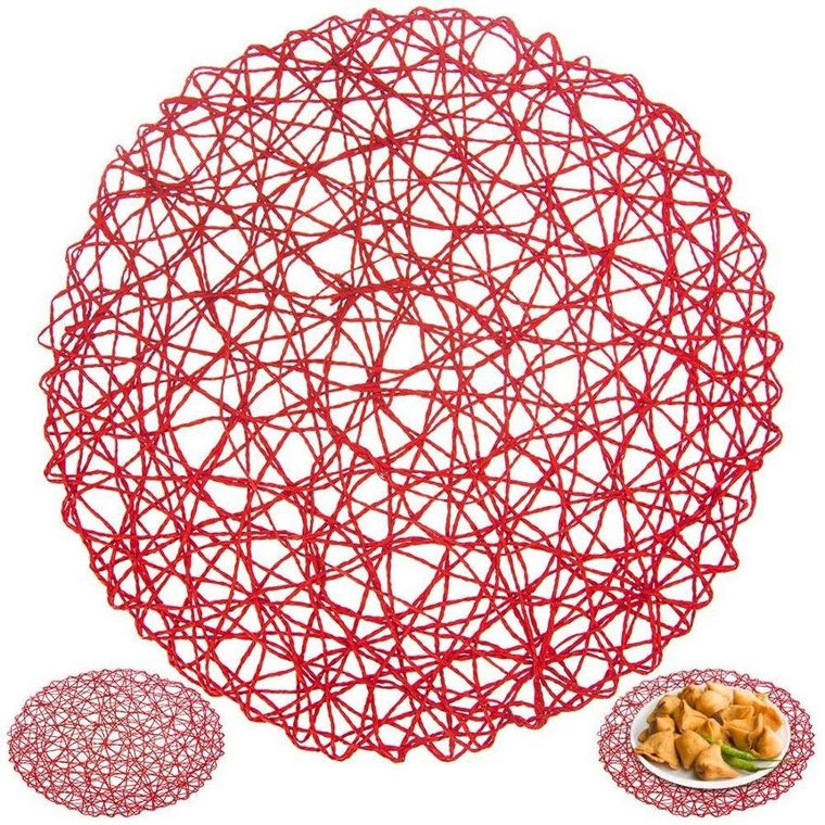 Orion, podkładka pod talerz sztućce, okrągła, czerwona, 35 cm