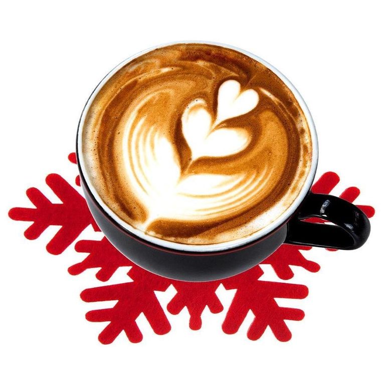 Orion, podstawka pod kubek, filcowa, czerwona płatek śniegu, 6 szt., 13.5 cm