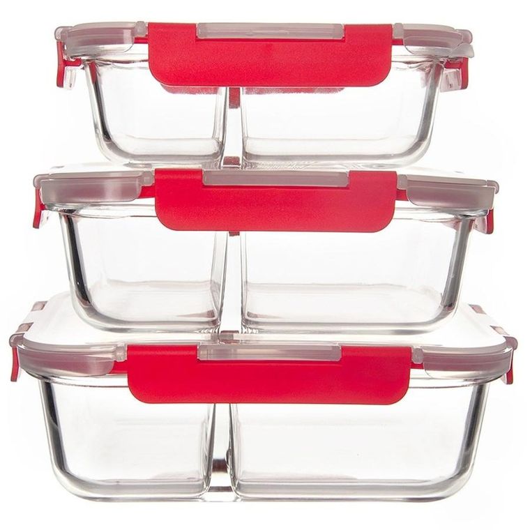 Orion, pojemnik na żywność szklany z pokrywką i uszczelką, dzielony, 550 ml