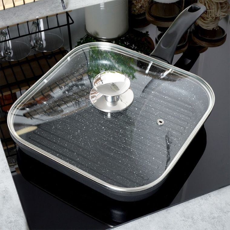 Orion, pokrywka do patelni, kwadratowa, szklana, 26-26 cm