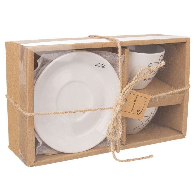 Orion, porcelanowe filiżanki do espresso, białe, 90 ml, 2 szt.