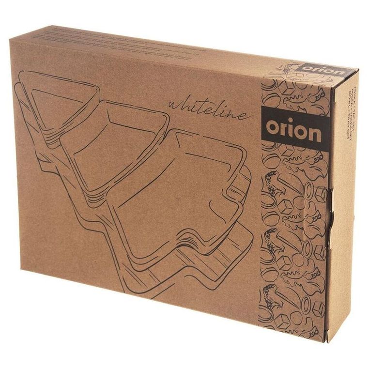 Orion, porcelanowe miseczki na przekąski, białe na tacy, 28 cm, 4 elementy