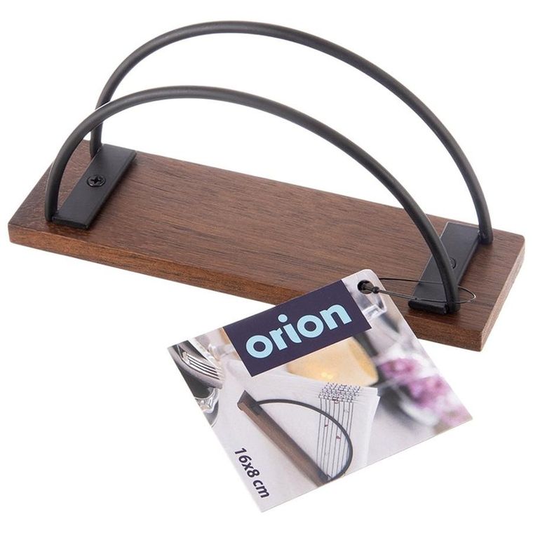 Orion, Radka, serwetnik, drewniany metalowy, czarny, 16-5-8 cm