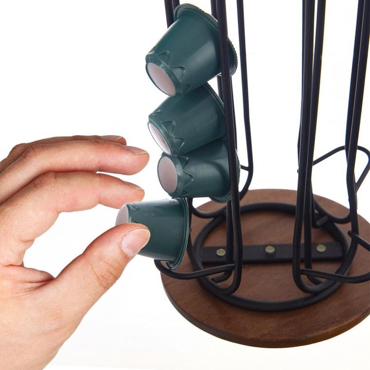 Orion, Radka, stojak na kapsułki do kawy, obrotowy metalowy, czarny, 40 cm