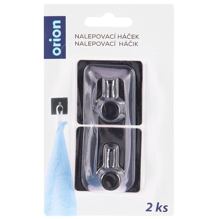 Orion, Radka, wieszak samoprzylepny, haczyk, czarny, 4,5-4,5 cm, 2 szt.
