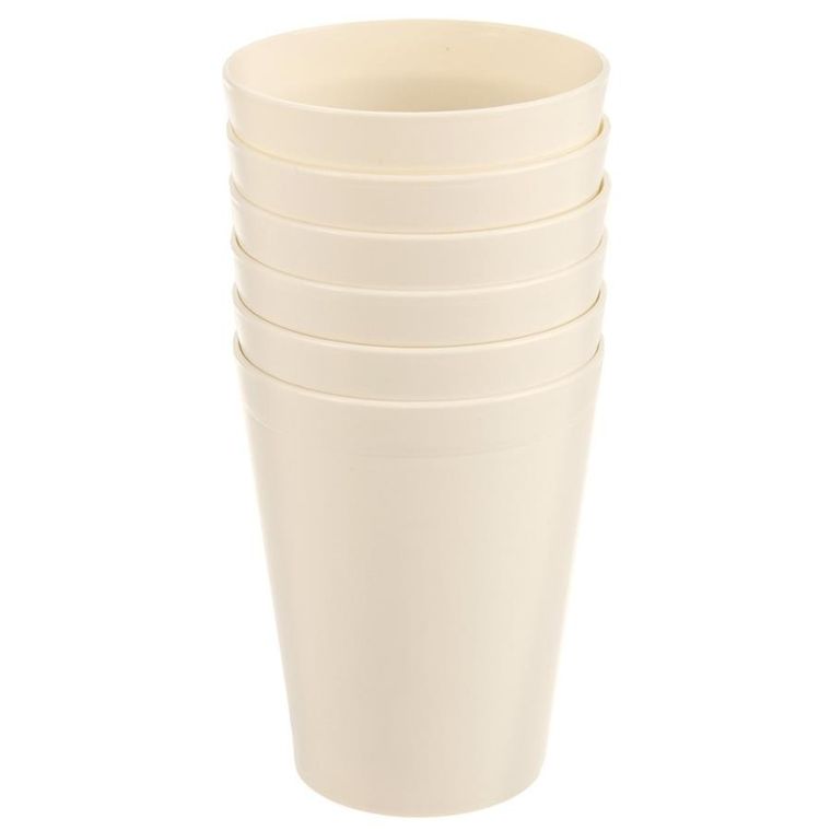 Orion, Sandy, kubki plastikowe, kremowe, 300 ml, 6 szt.