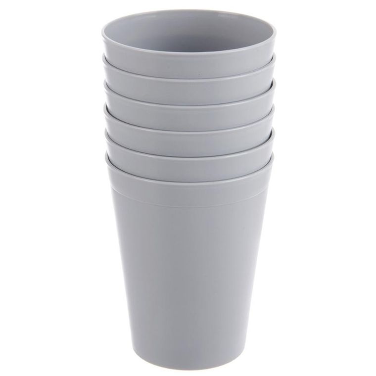 Orion, Sandy, kubki plastikowe, szare, 300 ml, 6 szt.