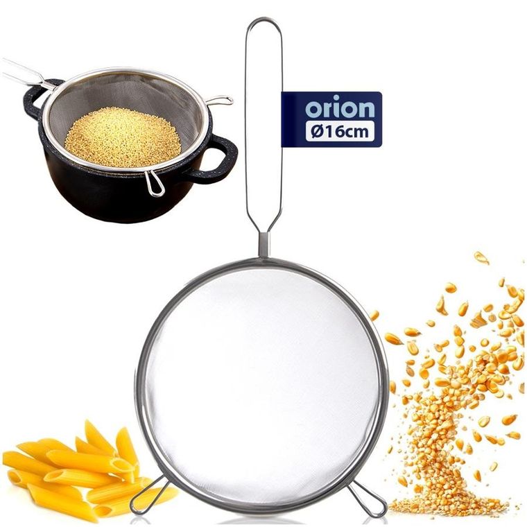 Orion, sitko kuchenne, stalowe z uchwytem, 16 cm