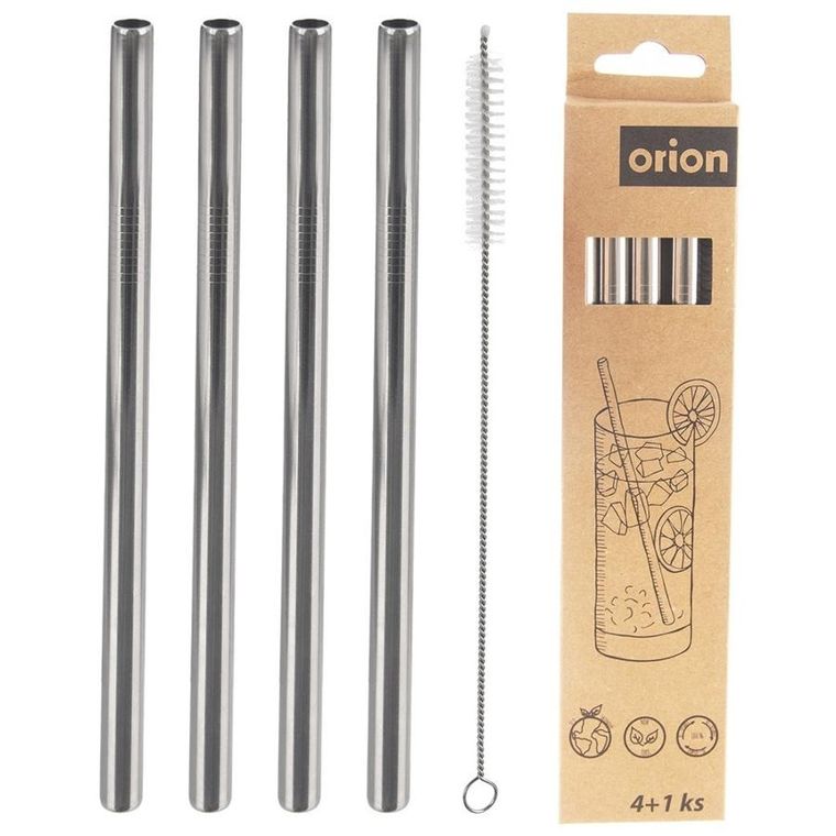 Orion, słomki do napojów, stalowe z czyścikiem 21,5 cm, 5 elementów