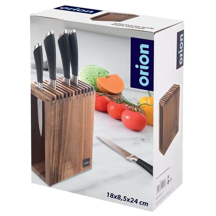 Orion, stojak na noże, z przegródkami, drewniany