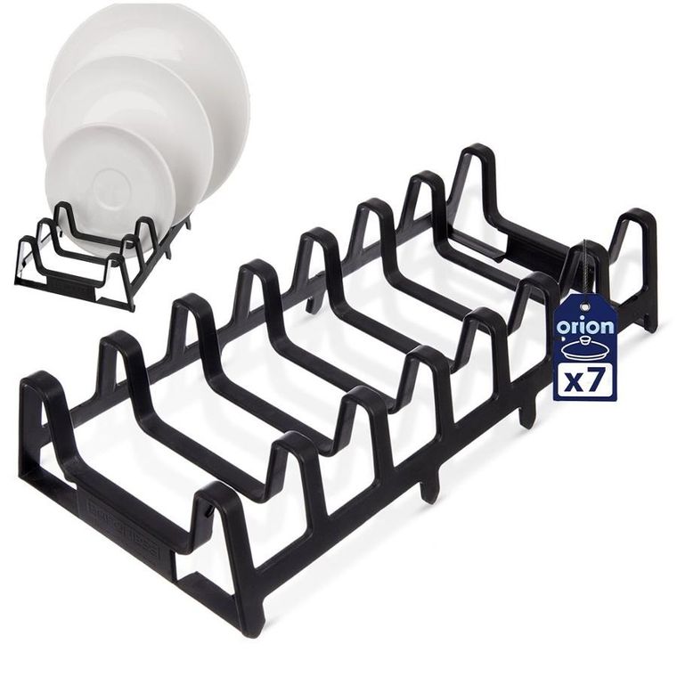 Orion, stojak na pokrywki i talerze, czarny, 30-14-6 cm
