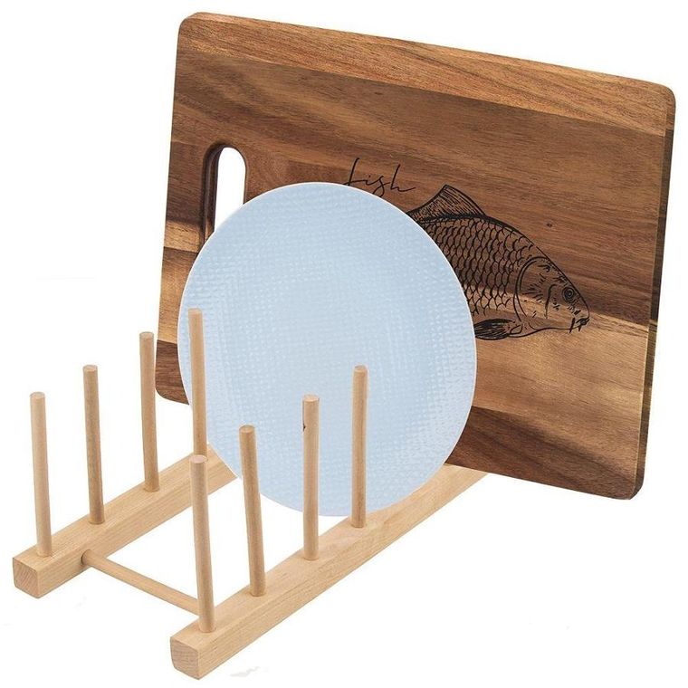 Orion, stojak na talerze i pokrywki, drewniany, 35.5-13.5-11 cm