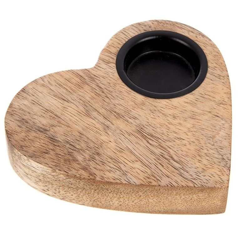 Orion, świecznik drewniany na tealight, mango, 13-12 cm