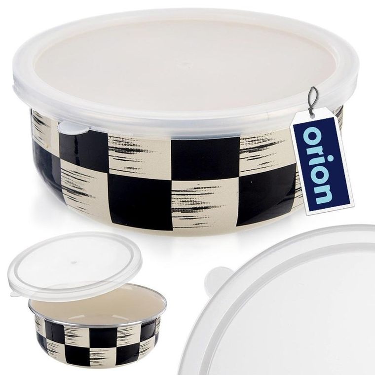 Orion, Szachownica, miska emaliowana z pokrywką, 17 cm, 1l