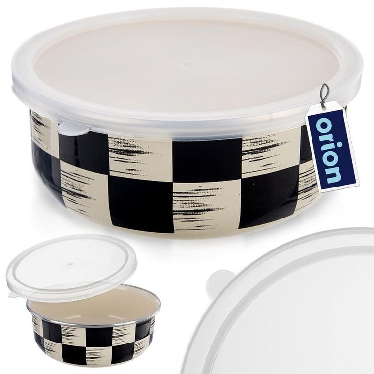 Orion, Szachownica, miska emaliowana z pokrywką, 19 cm, 1,5l