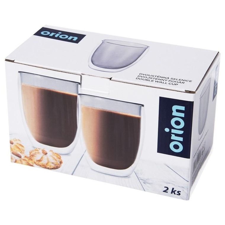 Orion, szklanki termiczne z podwójną ścianką do kawy latte DOUBLE, 370 ml, 2 szt.