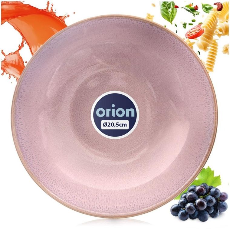 Orion, talerz obiadowy, głęboki, ceramiczny, różowy, glaze, 21 cm
