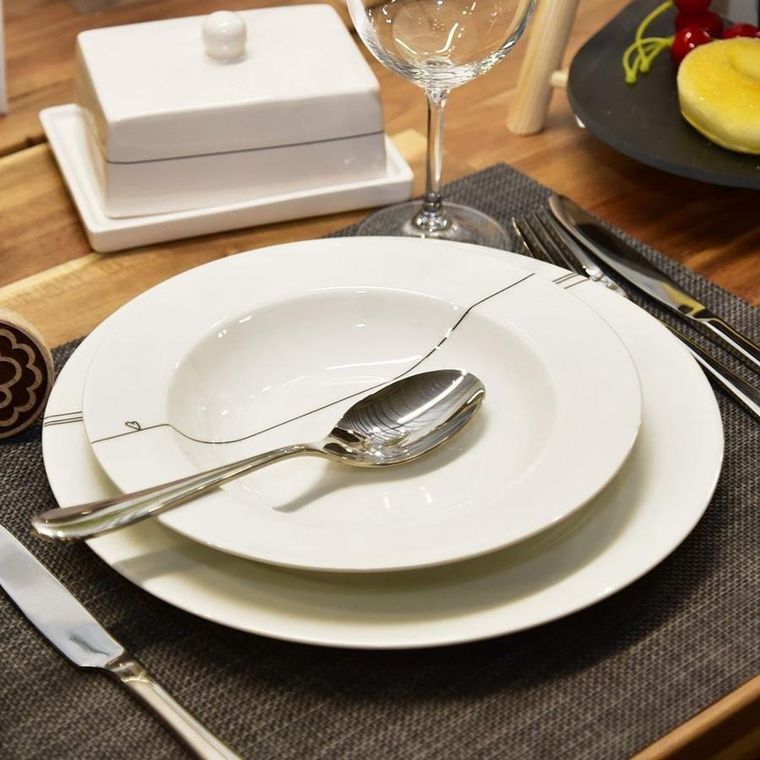 Orion, talerz obiadowy płytki porcelanowy biały, serduszka, 27 cm