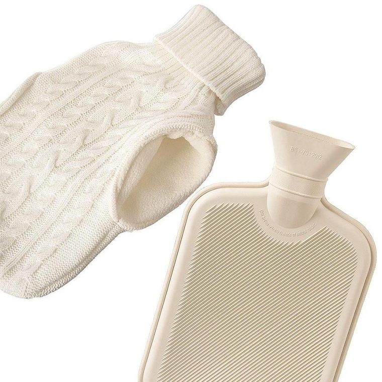 Orion, termofor gumowy w sweterku, beżowy, 1.6 l, 33-20 cm