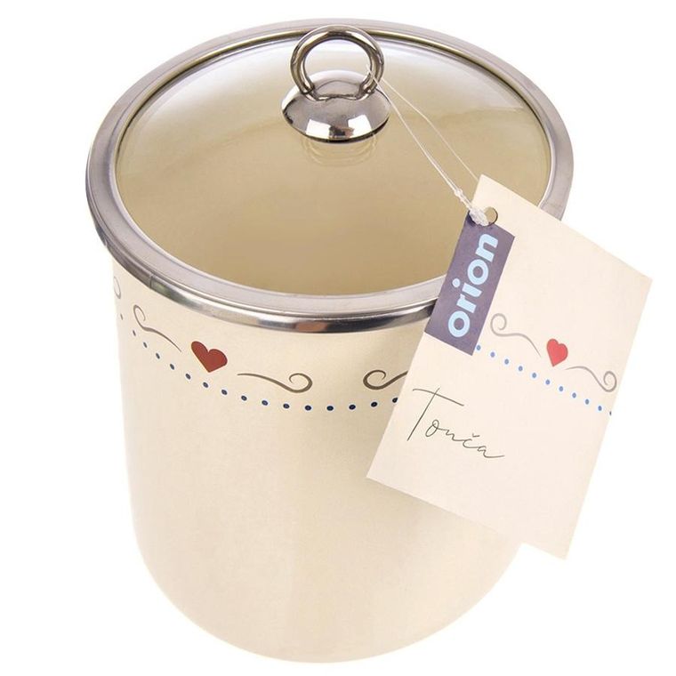 Orion, Tonca, pojemnik na żywność emaliowany z pokrywką szklaną, 1,4 l