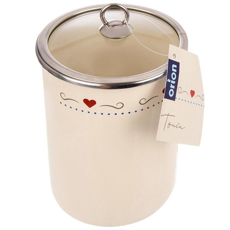 Orion, Tonca, pojemnik na żywność emaliowany z pokrywką szklaną, 1,9 l