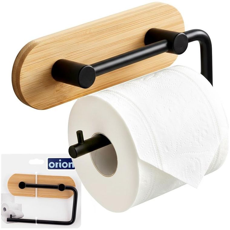 Orion, uchwyt na papier toaletowy, metalowy, czarny, 13,5 cm