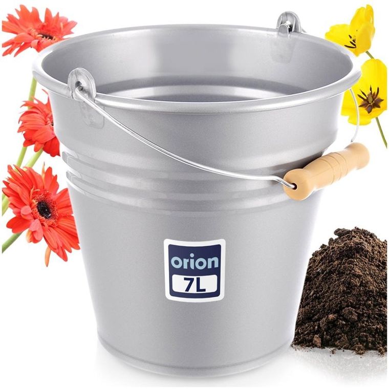 Orion, wiadro plastikowe, szare, 7l