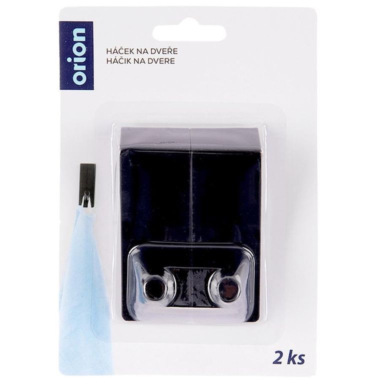 Orion, wieszak na drzwi, metalowy, czarny, 3-5-8 cm, 2 szt.