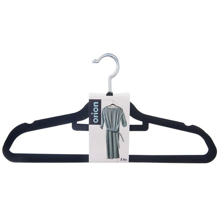Orion, wieszaki na ubrania, welurowe, czarne, obrotowe, 45-23,5 cm, 5 szt.