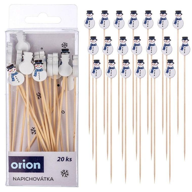 Orion, wykałaczki do przekąsek, bambusowe, bałwan, 13 cm, 20 szt.