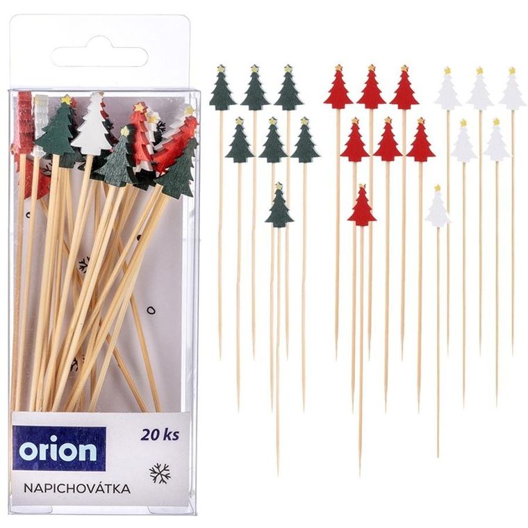 Orion, wykałaczki do przekąsek, bambusowe, choinka, 13 cm, 20 szt.