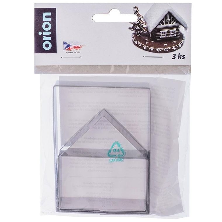 Orion, wykrawacze do ciastek, stalowe, domek z piernika, 3 szt.