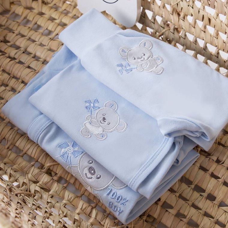 Pajac chłopięcy, niebieski, miś, Eevi