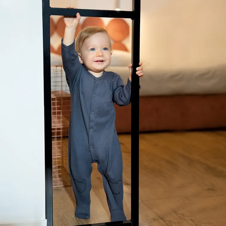 Pajac niemowlęcy, prążkowany, ciemnoszary, Eevi