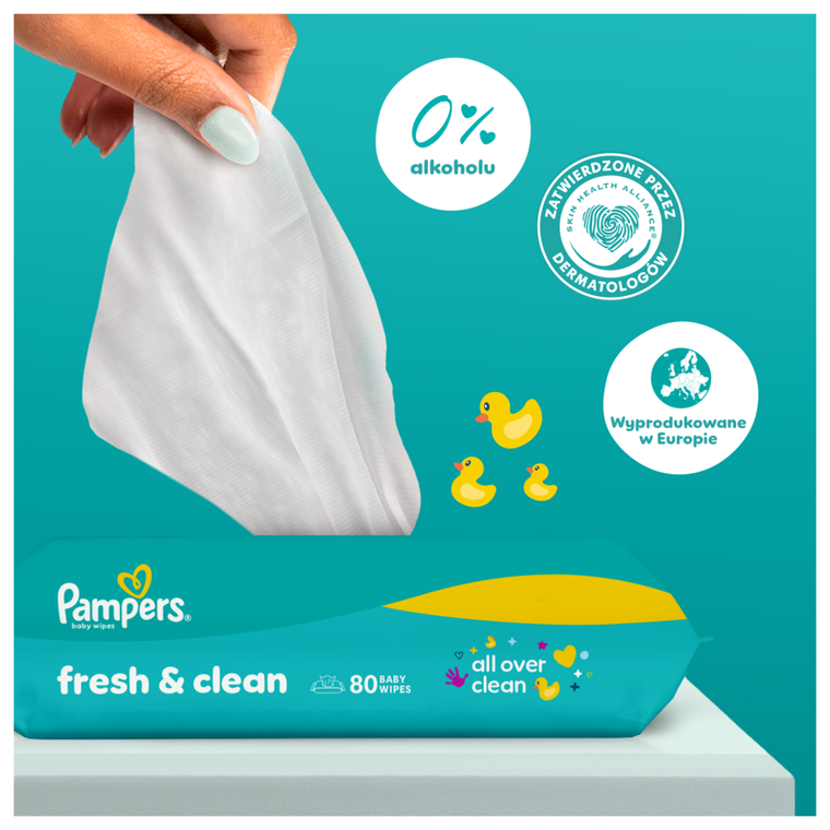 Pampers, Fresh Clean, chusteczki nawilżane, 1-80 szt.