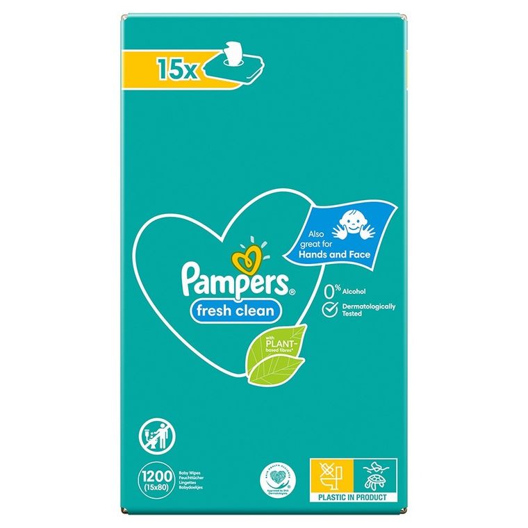 Pampers, Fresh Clean, chusteczki nawilżane, 15-80 szt.