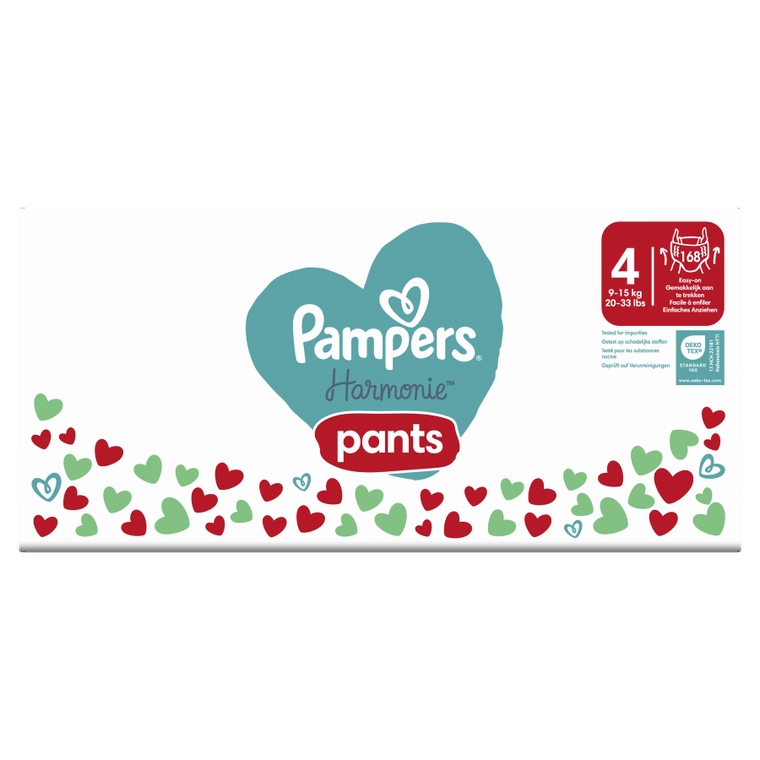 Pampers, Harmonie Baby, pieluchomajtki, rozmiar 4, 9-15 kg, 168 szt.