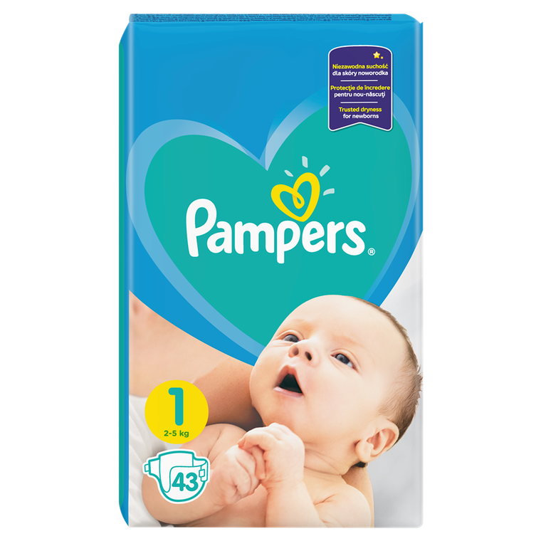 Pampers, New Baby, pieluchy jednorazowe, rozmiar 1, Newborn, 43 szt.