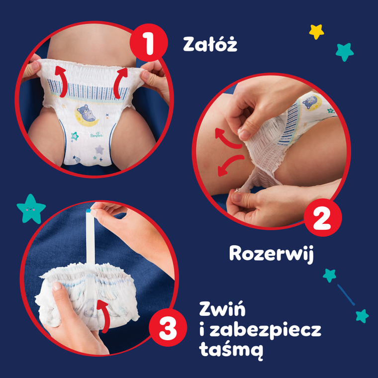 Pampers, Night Pants, pieluchomajtki, rozmiar 6, 15 kg+, 19 szt.