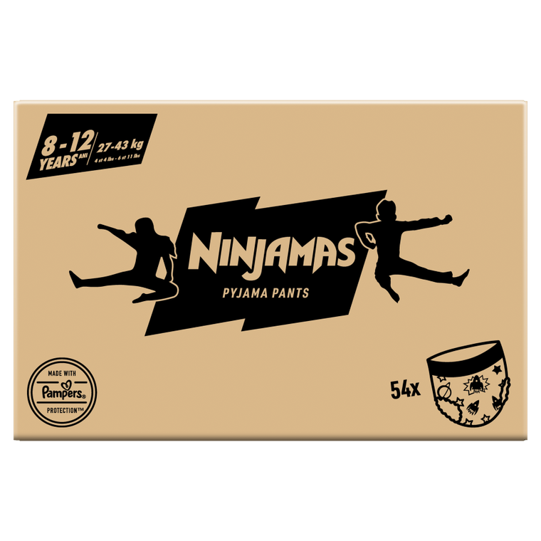 Pampers, Ninjamas, chłonna bielizna na noc, rozmiar 8-12 lat, 27-43 kg, 54 szt.