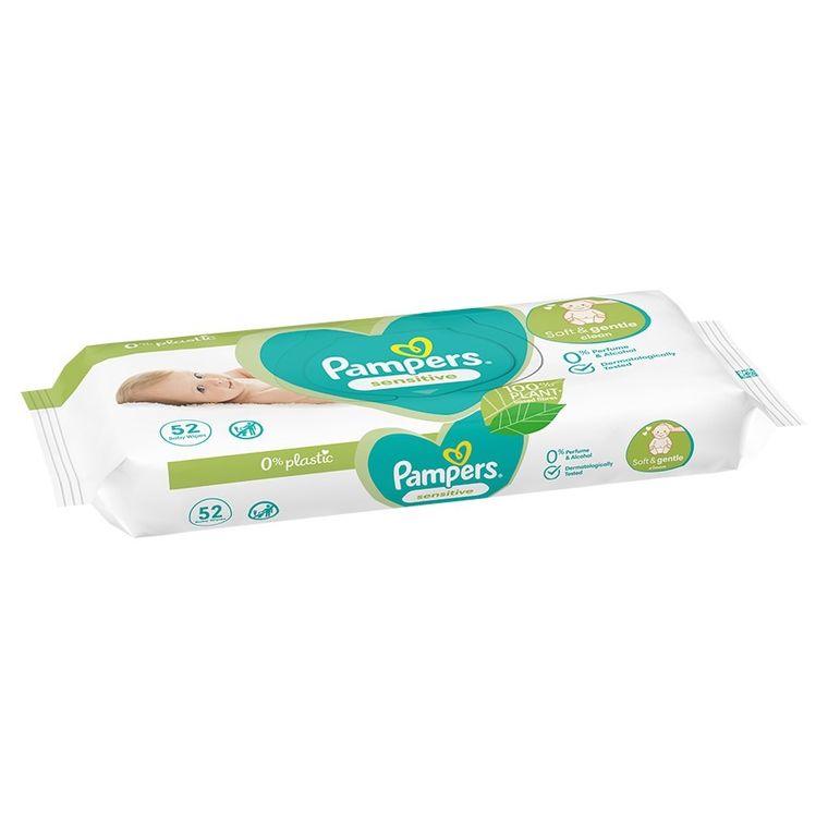 Pampers, Sensitive, chusteczki nawilżane, 52 szt.