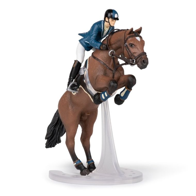 Papo, Koń skaczący z jeźdźcem, figurka