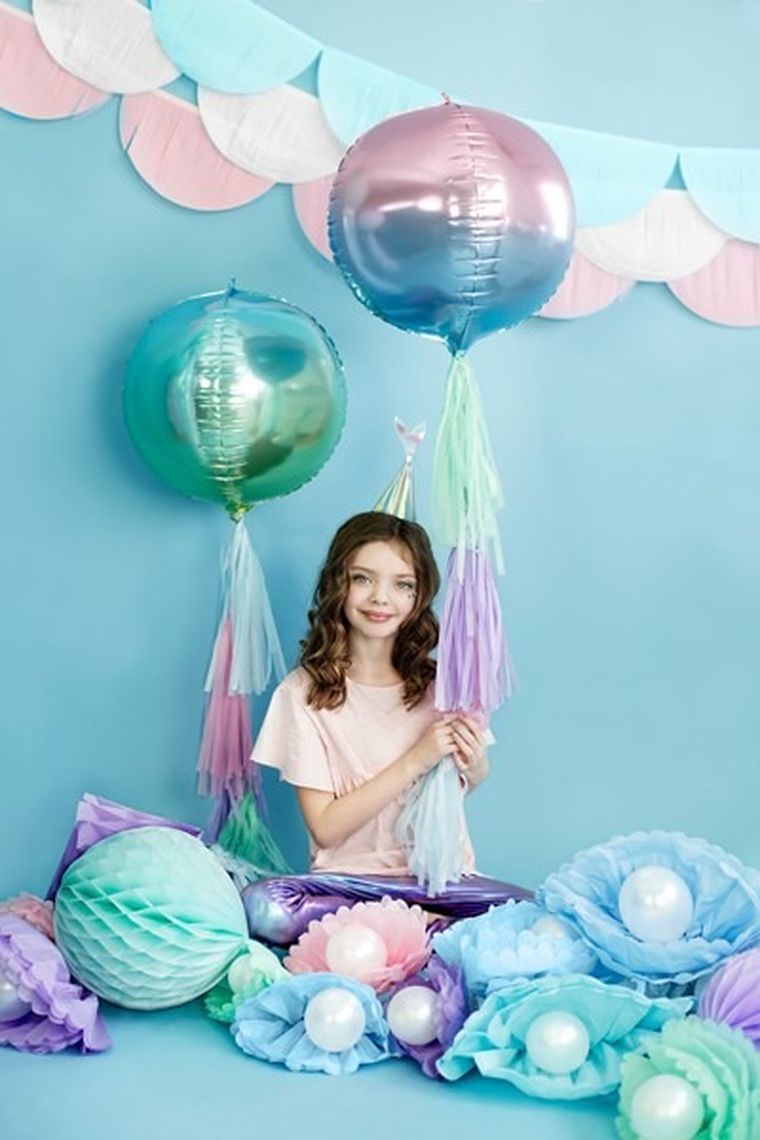 PartyDeco, balon foliowy, kula ombre, niebiesko-zielony, 30 cm
