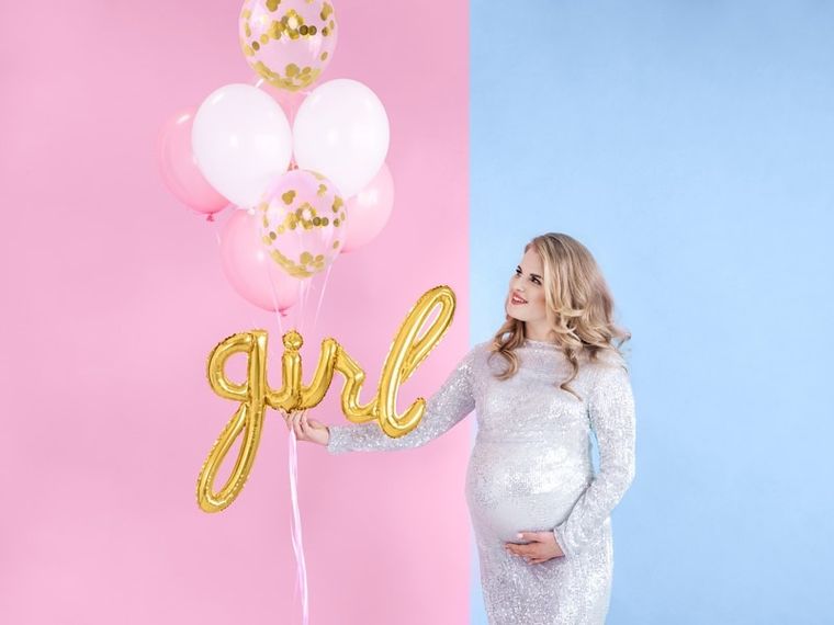 PartyDeco, balon foliowy, napis Girl, złoty, 77-70 cm