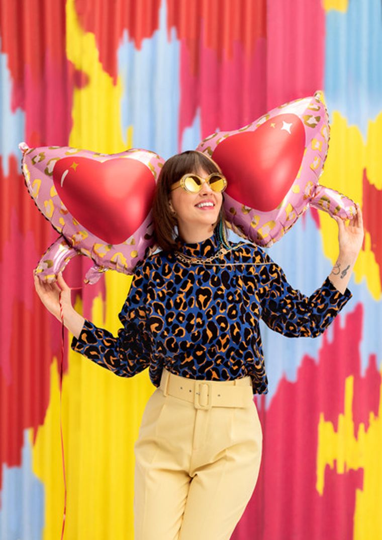 PartyDeco, balon foliowy okulary serca, 115,5-52 cm, mix, 1 szt.