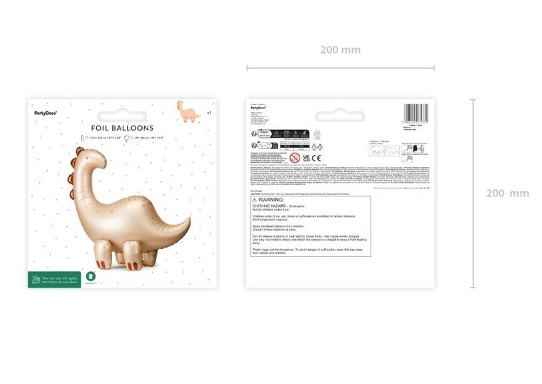 PartyDeco, balon foliowy, stojący brontozaur, 91-85 cm