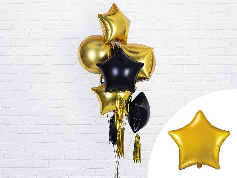 PartyDeco, balon foliowy, w kształcie gwiazdki, 48 cm, złoty