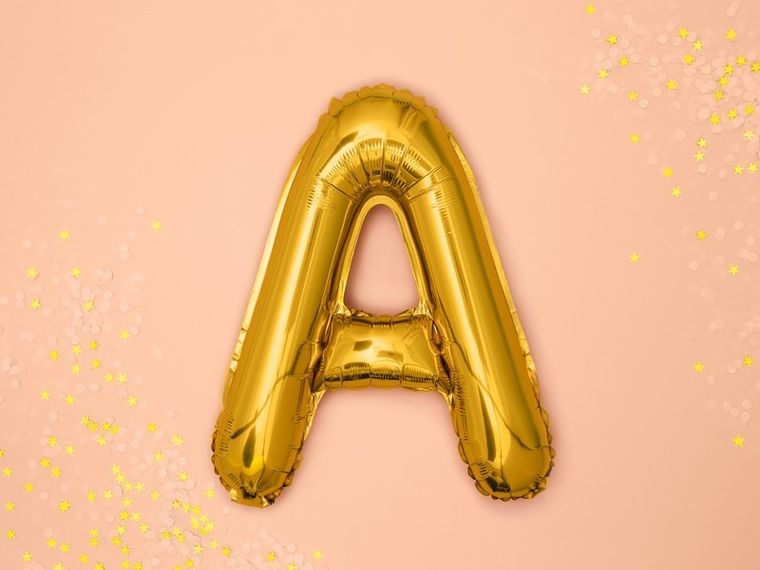 PartyDeco, balon foliowy, w kształcie litery A, 35 cm, złoty