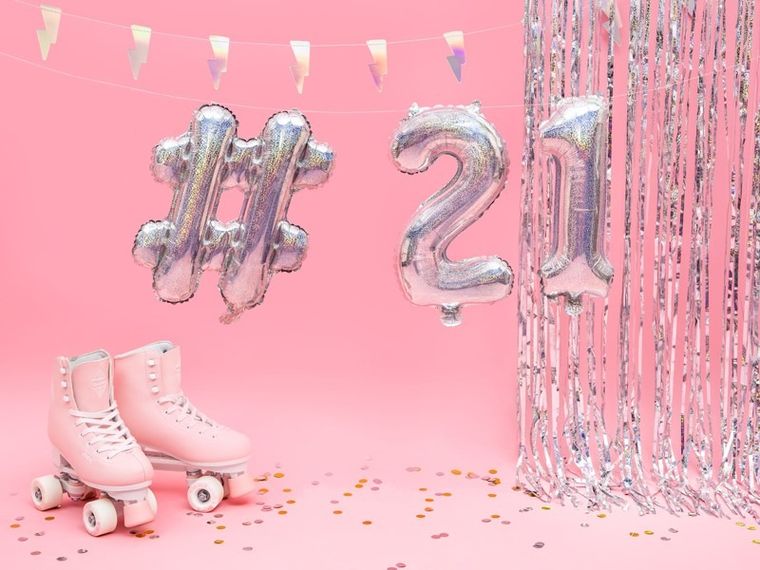 PartyDeco, balon foliowy, znak #, 35 cm, holograficzny